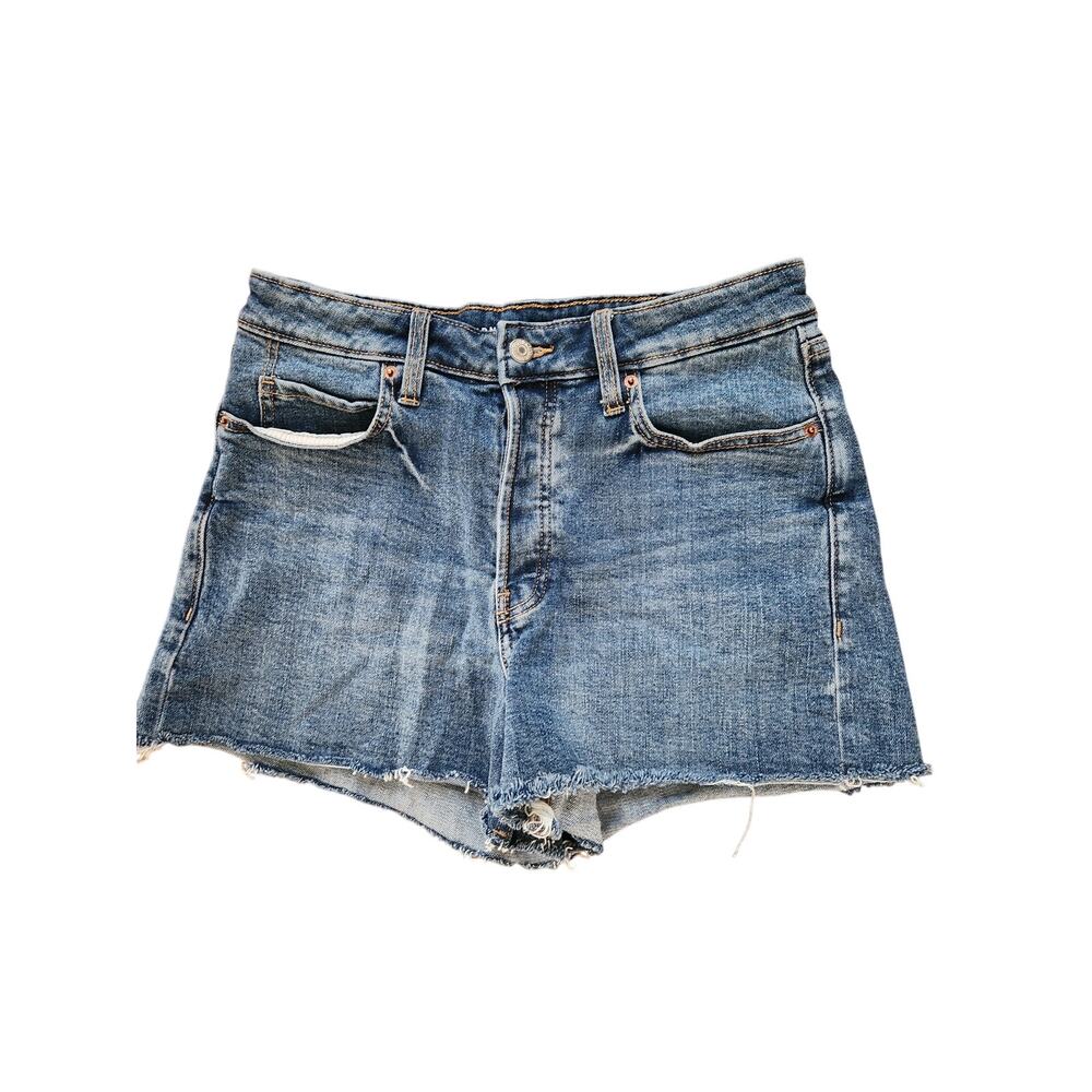Old Navy Sky-Hi A-Line Denim Shorts High Rise Frayed Hem Size 8